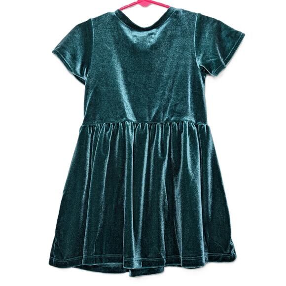 Toddler Girls' Velour Short Sleeve Dress - Cat & Jack Green Size 3T - Picture 3 of 4